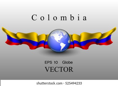 Globe with flags of Colombia, EPS 10