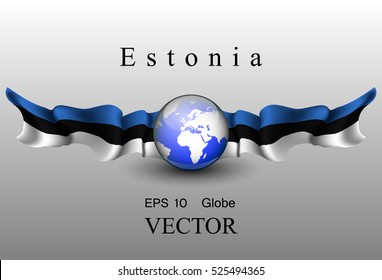 Globe with flags of Estonia, EPS 10