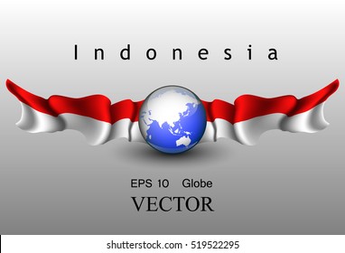 Globe with flags of Indonesia, EPS 10