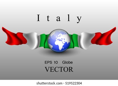 Globe with flags of Italy, EPS 10