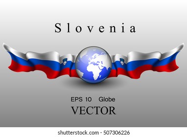 Globe with flags of Slovenia, EPS 10