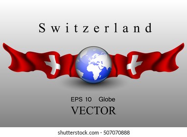 Globe with flags of Switzerland, EPS 10