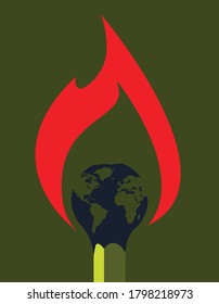 globe in flaming match head