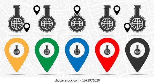 Globe in flask icon in location set. Simple glyph, flat illustration element of sustainable energy theme icons