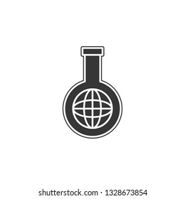 globe in flask icon. Simple outline vector of Sustainable Energy set icons for UI and UX, website or mobile application on white background