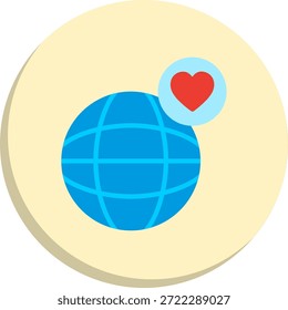 Globe Flat Circle Style Icon