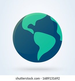 Globe Flat design. Globe Earth isolated on white background. Vector illustration