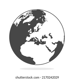Globe flat design style on white background