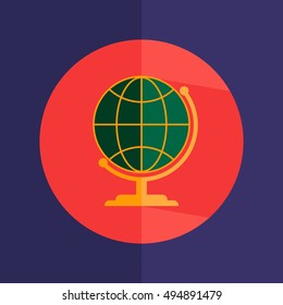 Globe flat icon in circle 