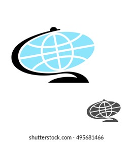Globe Flat icon. Earth ball character. Planet land sign

