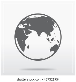 Globe. Flat icon of graphical symbol of Earth. Vector illustration