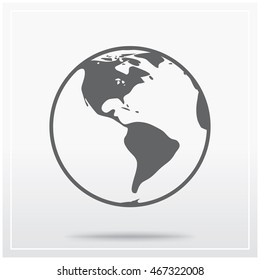 Globe. Flat icon of graphical symbol of Earth. Vector illustration