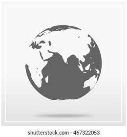 Globe. Flat icon of graphical symbol of Earth. Vector illustration