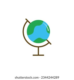 Globe Flat Icon. Globe Logo. Vector Illustration. Isolated on White Background