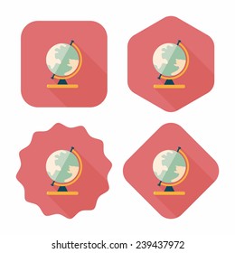 globe flat icon with long shadow,eps10