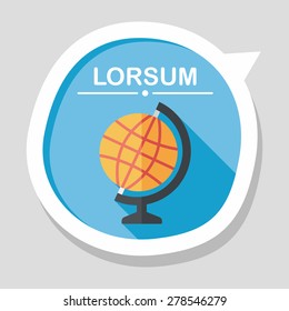 globe flat icon with long shadow,eps10