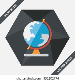 globe flat icon with long shadow,eps10