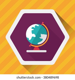 globe flat icon with long shadow,eps10
