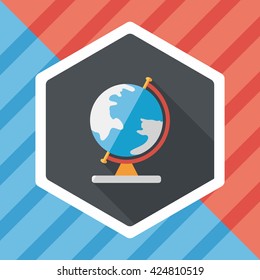 globe flat icon with long shadow,eps10