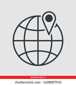 Globe flat icon, vector illustration on gray background
