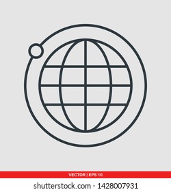 Globe flat icon, vector illustration on gray background