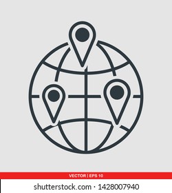 Globe flat icon, vector illustration on gray background