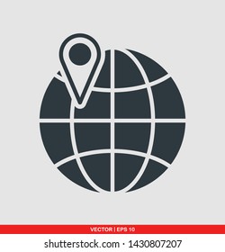 Globe flat icon, vector illustration on gray background