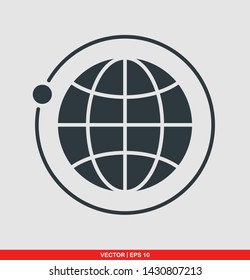 Globe flat icon, vector illustration on gray background