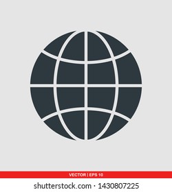 Globe flat icon, vector illustration on gray background