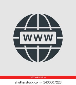 Globe flat icon, vector illustration on gray background