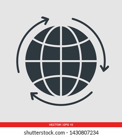 Globe flat icon, vector illustration on gray background