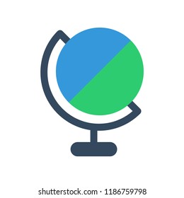 Globe flat icon. You can be used globe icon for several purposes like: websites, UI, UX, print templates, promotional materials, info-graphics, web and mobile phone apps.