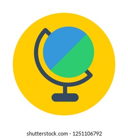 Globe flat icon. You can be used globe icon for several purposes like: websites, UI, UX, print templates, promotional materials, info-graphics, web and mobile phone apps.