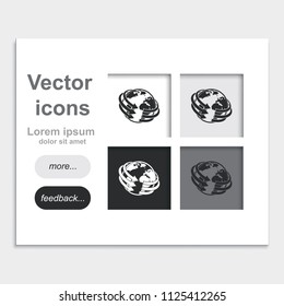 Globe flat placed on web page template vector icon. Global connection image.