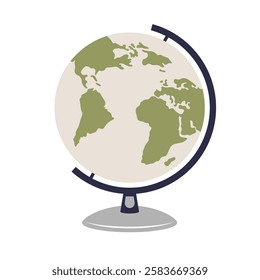 Globe In Flat Vector Illustration Symbolizing Geography, World Exploration, Global Education, And Travel, Isolated On White Background
