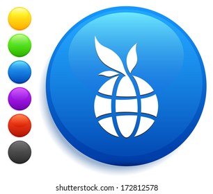 Globe Flower Icon on Round Button Collection
