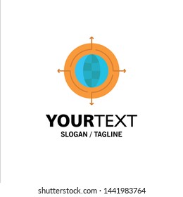 Globe, Focus, Target, Connected Business Logo Template. Flat Color