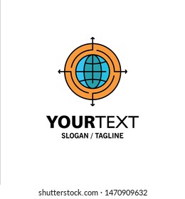 Globe, Focus, Target, Connected Business Logo Template. Flat Color. Vector Icon Template background