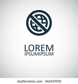 globe forbidden icon, on white background
