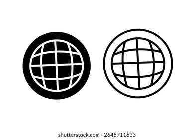 globe in the form of a globe, website icon black white line art and vector illustrations design 
