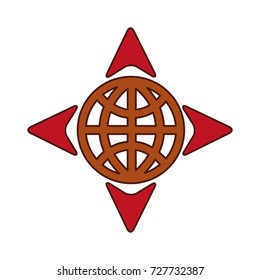 globe and four arrow navigation destination world