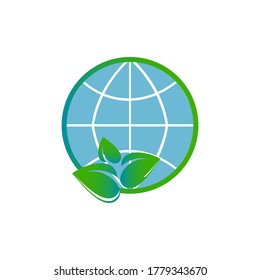 Globe en el marco con hojas. Elemento aislado para la ilustración de diseño del logotipo vectorial. Símbolo limpio y minimalista del Día Mundial de la Salud. 
