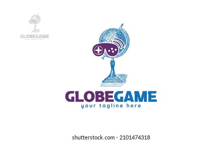 Globe game stick logo design. vector