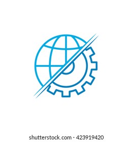 Globe Gear Cog Symbol Vector