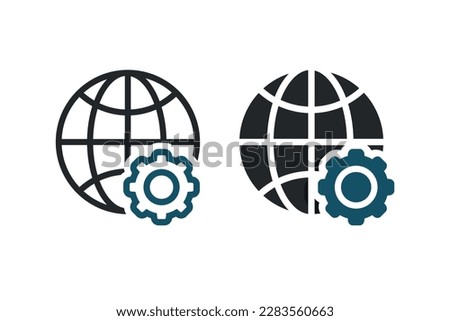 Globe gear icon. Illustration vector