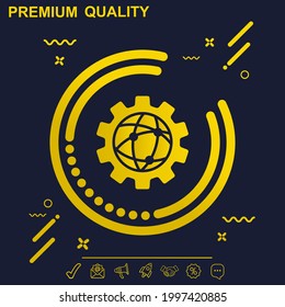 Globe and gear icon vector illustration - modern design