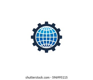 Globe Gear Logo Design Element