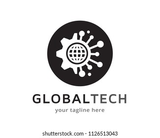 Globe and Gear Logo Design Template