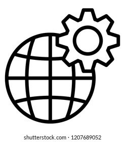 Globe with gear symbolising cyber technology
