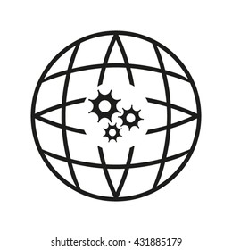 globe gear, technology, vector icon